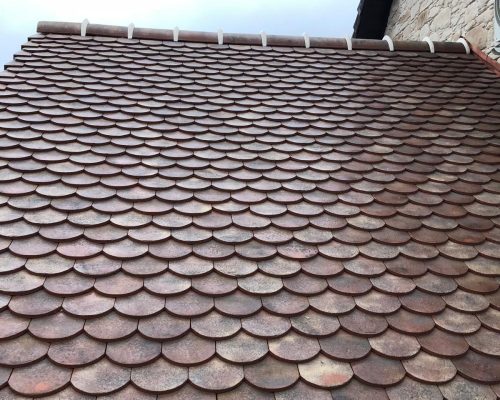 Toiture tuiles plates Atelier des Compagnons Yvelines 78